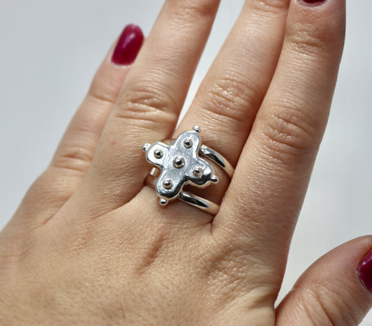 Double Band Cruciform Ring